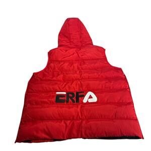 ERFA Red Reversible Graphic Hooded Puffer Vest Size 3XL